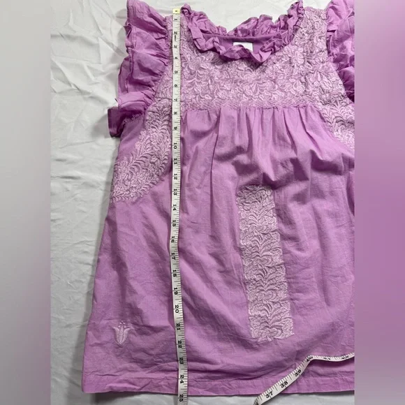 J. Marie Lavender Flutter Sleeve Embroidered Blouse - Picture 7 of 7